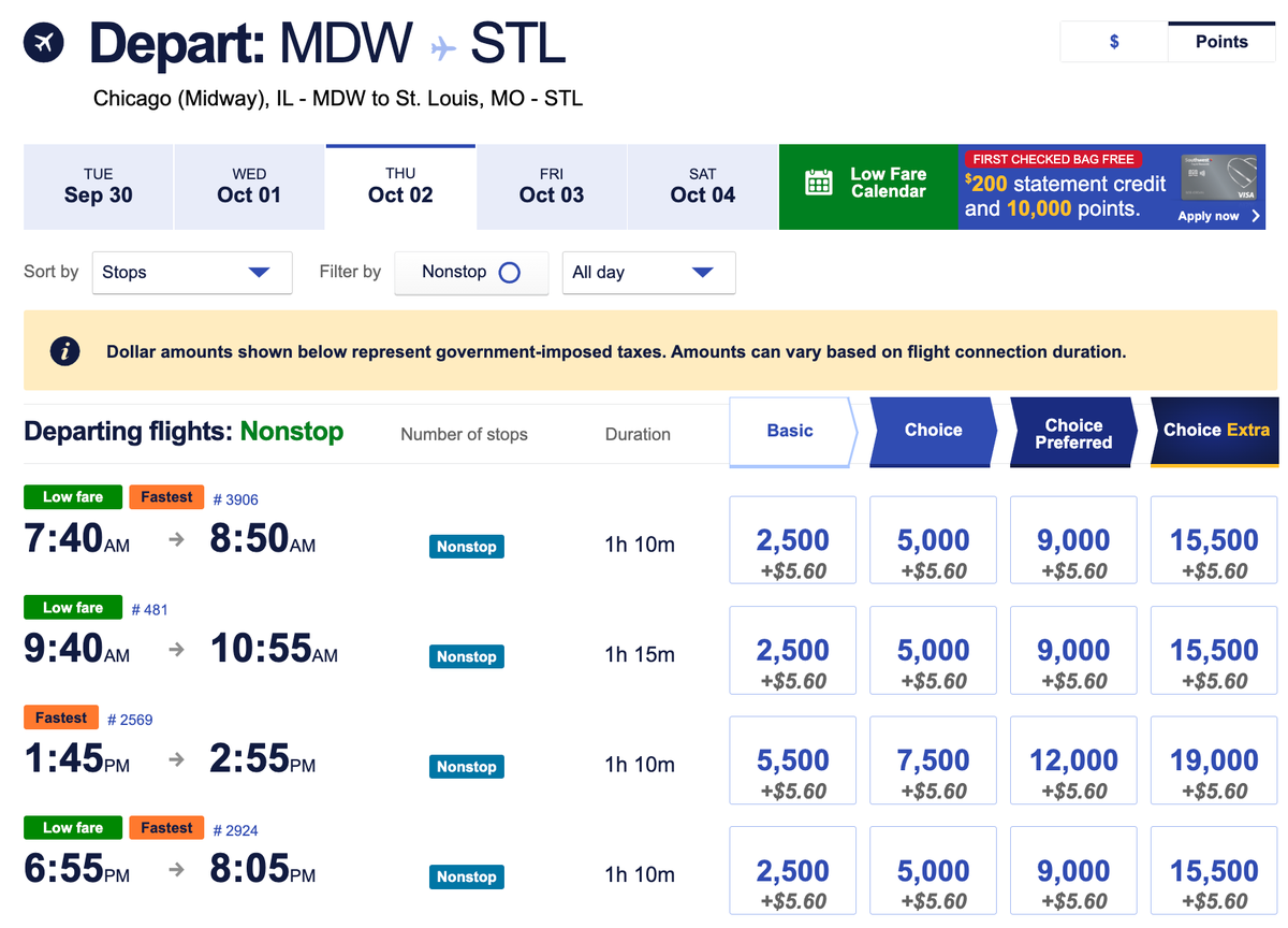 WN MDW STL points